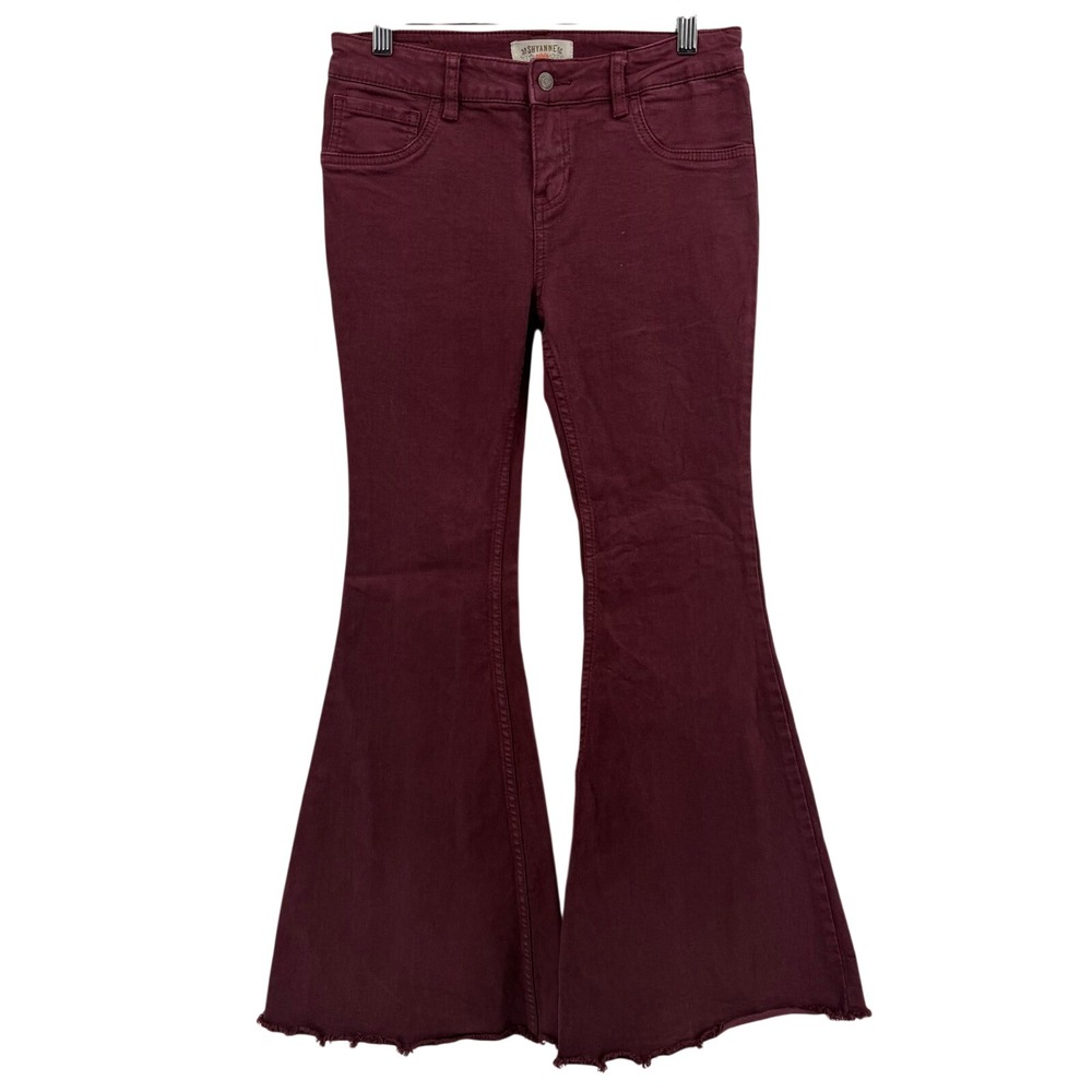 Shyanne Flare Jeans Girls Size 14 Burgundy Bell Bottom Raw Hem Flare Western